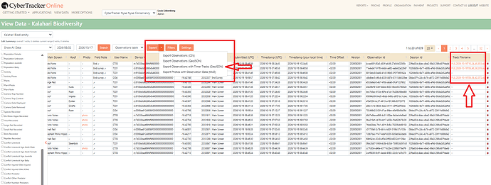 Timer Tracks table and export